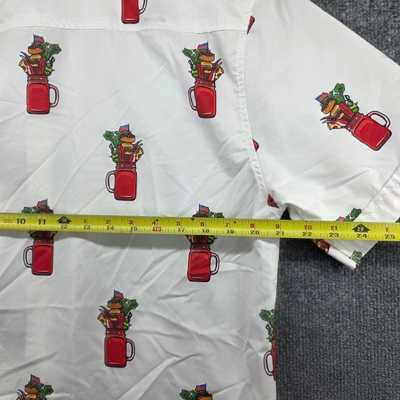 RSVLTS Mens Bloody Mary Cocktail Print Short Sleeve Button Down Shirt White L - Picture 6 of 7